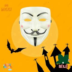 Mặt nạ Guy Fawkes V for Vendetta - Phụ kiện Halloween Nhựa Trắng Đen cho Trang Phục & Biểu Diễn COS