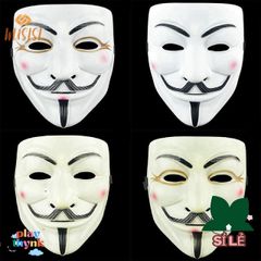 Mặt nạ Guy Fawkes V for Vendetta - Phụ kiện Halloween Nhựa Trắng Đen cho Trang Phục & Biểu Diễn COS