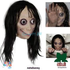 Mặt Nạ Ma Quái MOMO - Halloween Kinh Dị Với Tóc Giả Cao Su - Đồ Hóa Trang Đáng Sợ Cho Tiệc Hóa Trang