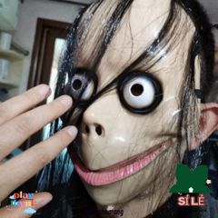 Mặt Nạ Ma Quái MOMO - Halloween Kinh Dị Với Tóc Giả Cao Su - Đồ Hóa Trang Đáng Sợ Cho Tiệc Hóa Trang