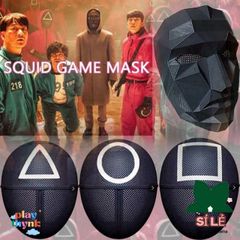 Mặt Nạ Squid Game Lính Gác Đen - Phụ Kiện Thời Trang Trò Chơi Con Mực Đang Hot, Chất Liệu Nhựa Cứng, Kích Thước 28x20cm