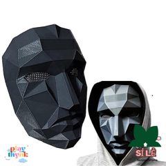 Mặt Nạ Squid Game Lính Gác Đen - Phụ Kiện Thời Trang Trò Chơi Con Mực Đang Hot, Chất Liệu Nhựa Cứng, Kích Thước 28x20cm