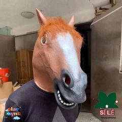 Mặt Nạ Ngựa Kinh Dị Halloween - Mặt Nạ Trùm Đầu Chất Liệu Da Cao Su Cho Bữa Tiệc Trang Phục Cosplay