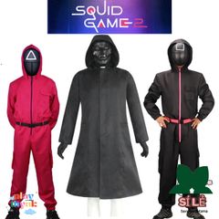 Bộ Hóa Trang Squid Game 2 - Áo, Mặt Nạ và Găng Tay - Chiếc Đồ Lễ Hội Halloween Hoàn Hảo Cho Trẻ Em và Người Lớn