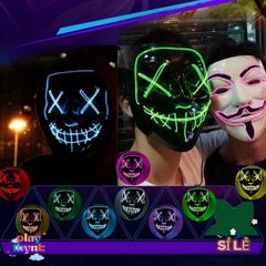Mặt Nạ Phát Sáng Neon - Mặt Nạ Rave Dành Cho Tiệc Tùng, Chất Liệu PVC, Nhiều Chế Độ Ánh Sáng, Phụ Kiện Thời Trang Độc Đáo