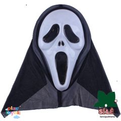 Mặt Nạ Scream Đen Huyền Bí - Phụ Kiện Halloween Kinh Dị Cho Bữa Tiệc Hóa Trang, Kích Thước 9x18cm, Chất Liệu Nhựa Dẻo