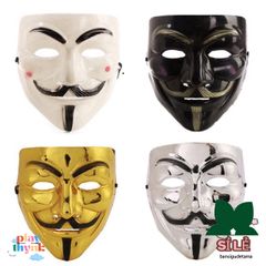Mặt Nạ Hóa Trang Anonymous Vendetta Trắng Vàng Ánh Kim, Phong Cách Hacker Thời Thượng - Hoàn Hảo Cho Halloween & Lễ Hội