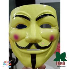 Mặt Nạ Hacker Anonymous - Phong Cách Hề Vàng & Trắng, Phụ Kiện Cosplay Độc Đáo, Hoạt Hình Halloween