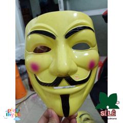 Mặt Nạ Hacker Anonymous - Phong Cách Hề Vàng & Trắng, Phụ Kiện Cosplay Độc Đáo, Hoạt Hình Halloween