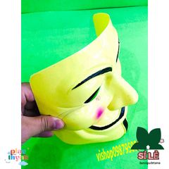 Mặt Nạ Hacker Anonymous - Phong Cách Hề Vàng & Trắng, Phụ Kiện Cosplay Độc Đáo, Hoạt Hình Halloween