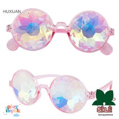 Kính Huxuan Unisex - Kính Tròn Thời Thượng Màu Hồng Đen Trong Suốt - Phụ Kiện Dự Tiệc Và Quà Tặng Xu Hướng 2023