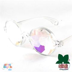 Kính Mặt Trời Vạn Hoa Đa Màu - Gọng Trong Suốt Hồng Đen Hoàn Hảo Cho Tiệc Tùng, Halloween và Sự Kiện Đường Phố