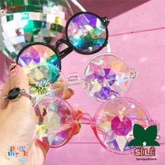 Kính Vạn Hoa Thời Trang - Kính Mát Trong Suốt Hồng Đen Cho Tiệc Tùng và Halloween - Phụ Kiện Bar Pug Sàn