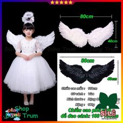Set Trang Phục Hóa Trang Thiên Thần Cánh Lông Vũ Đen Trắng - Phụ Kiện Biểu Diễn Đáng Yêu Cho Bé và Người Lớn