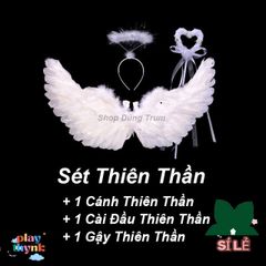 Set Trang Phục Hóa Trang Thiên Thần Cánh Lông Vũ Đen Trắng - Phụ Kiện Biểu Diễn Đáng Yêu Cho Bé và Người Lớn