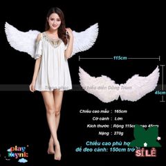 Set Trang Phục Hóa Trang Thiên Thần Cánh Lông Vũ Đen Trắng - Phụ Kiện Biểu Diễn Đáng Yêu Cho Bé và Người Lớn