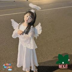 Cánh Thiên Thần Lông Vũ Halloween - Phụ Kiện Hóa Trang Công Chúa Tết Trung Thu, Set Cánh, Cài Đầu & Đũa Thiên Thần Lễ Hội