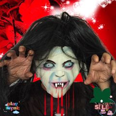 Khẩu trang Halloween Sadako - Mặt Nạ Kinh Dị Latex Cho Video TikTok, Hóa Trang Độc Đáo, Đạo Cụ Lễ Hội Halloween
