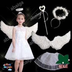 Bộ Hóa Trang Ma Quái Halloween - Cánh Thiên Thần Đen Trắng, Sừng Quỷ Đỏ, Cây Ba Chĩa Phụ Kiện Cosplay Thú Vị