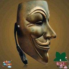 Mặt nạ Hacker Vendetta Lấp Lánh - Màu Vàng, Bạc, Trắng - Phụ Kiện Cosplay Halloween Đẳng Cấp