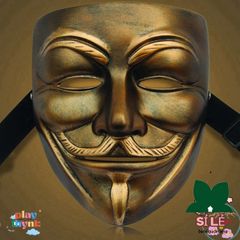 Mặt nạ Hacker Vendetta Lấp Lánh - Màu Vàng, Bạc, Trắng - Phụ Kiện Cosplay Halloween Đẳng Cấp
