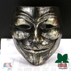 Mặt nạ Hacker Vendetta Lấp Lánh - Màu Vàng, Bạc, Trắng - Phụ Kiện Cosplay Halloween Đẳng Cấp