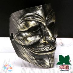 Mặt nạ Hacker Vendetta Lấp Lánh - Màu Vàng, Bạc, Trắng - Phụ Kiện Cosplay Halloween Đẳng Cấp