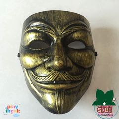 Mặt nạ Hacker Vendetta Lấp Lánh - Màu Vàng, Bạc, Trắng - Phụ Kiện Cosplay Halloween Đẳng Cấp