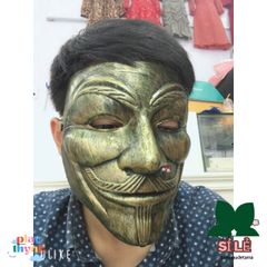 Mặt nạ Hacker Vendetta Lấp Lánh - Màu Vàng, Bạc, Trắng - Phụ Kiện Cosplay Halloween Đẳng Cấp