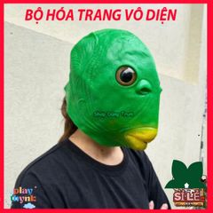 Mặt Nạ Silicone Xanh Cá Hài Hước - Halloween Độc Đáo Cho Hacker - Phụ Kiện Trang Trí Nhập Vai Vui Nhộn