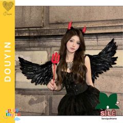 Cánh Thiên Thần Đen - Phụ Kiện Hóa Trang Halloween Cho Nữ Cosplay Công Chúa, Đồ Đi Mừng Giáng Sinh, Tiệc Hóa Trang, Chụp Ảnh