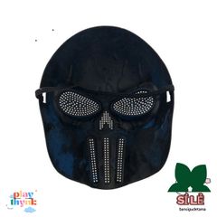 Mặt nạ hóa trang Kỵ sĩ Đen Trắng Có Vạch Đỏ - Phụ Kiện Halloween Chủ Đề Vendetta Cho Người Yêu Thích Lễ Hội