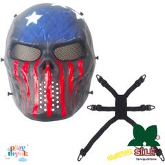 Mặt nạ hóa trang Kỵ sĩ Đen Trắng Có Vạch Đỏ - Phụ Kiện Halloween Chủ Đề Vendetta Cho Người Yêu Thích Lễ Hội