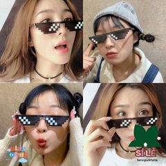 Kính Mát Thuglife Cherry - Kính Râm Pixel Khảm Thời Trang Độc Đáo, Bảo Vệ UV400, Phong Cách Hài Hước Cho Dịp Tiệc, Du Lịch