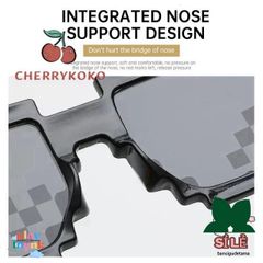 Kính Mát Thuglife Cherry - Kính Râm Pixel Khảm Thời Trang Độc Đáo, Bảo Vệ UV400, Phong Cách Hài Hước Cho Dịp Tiệc, Du Lịch