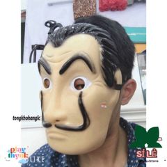 Mặt nạ Halloween Salvador Dali - Hóa trang nhân vật Money Heist cho tiệc hóa trang, phù hợp người lớn và trẻ em.