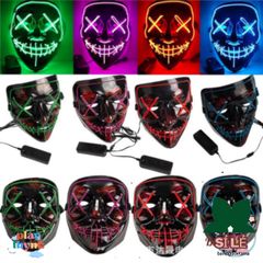 Mặt Nạ LED Neon Đầu Lâu Phát Sáng - Phụ Kiện Hóa Trang Halloween Kinh Dị Cho Tiệc Tùng và Lễ Hội