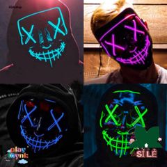 Mặt Nạ LED Neon Đầu Lâu Phát Sáng - Phụ Kiện Hóa Trang Halloween Kinh Dị Cho Tiệc Tùng và Lễ Hội