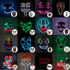 Mặt Nạ LED Neon Đầu Lâu Phát Sáng - Phụ Kiện Hóa Trang Halloween Kinh Dị Cho Tiệc Tùng và Lễ Hội