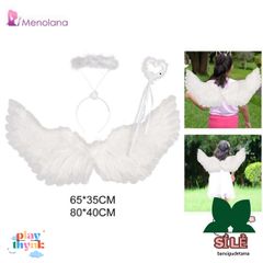 Cánh Thiên Thần Trắng cho Trẻ Em - Bộ Trang Phục Hóa Trang Halloween với Băng Đô và Que - Quà Tặng Đáng Yêu cho Bé Gái