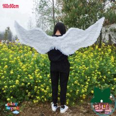 Cánh Thiên Thần Trắng & Cánh Ác Quỷ Đen Cosplay Khổng Lồ 160x90CM - Phụ Kiện Hóa Trang Độc Đáo cho Dịp Lễ Halloween