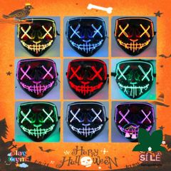 Mặt Nạ Halloween Led Dạ Quang 8 Màu Sắc, Phát Sáng, Chất Liệu PVC An Toàn, Thích Hợp Tiệc Hóa Trang, Quà Tặng Thú Vị