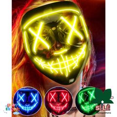 Mặt Nạ Halloween Led Dạ Quang 8 Màu Sắc, Phát Sáng, Chất Liệu PVC An Toàn, Thích Hợp Tiệc Hóa Trang, Quà Tặng Thú Vị