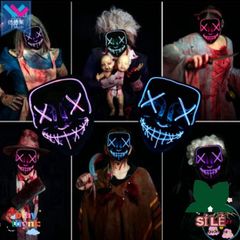 Mặt Nạ Halloween Led Dạ Quang 8 Màu Sắc, Phát Sáng, Chất Liệu PVC An Toàn, Thích Hợp Tiệc Hóa Trang, Quà Tặng Thú Vị