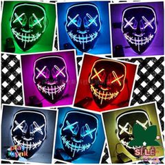 Mặt Nạ Halloween Led Dạ Quang 8 Màu Sắc, Phát Sáng, Chất Liệu PVC An Toàn, Thích Hợp Tiệc Hóa Trang, Quà Tặng Thú Vị