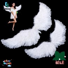 Cánh Thiên Thần Trắng Cho Bé - Đồ Trang Trí Sinh Nhật & Halloween - Lông Vũ Nhẹ, Dây Chun Đeo Vai, Hoàn Hảo Cho Bất Kỳ Dịp Lễ