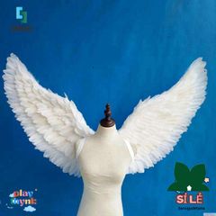 Cánh Thiên Thần Trắng Cho Bé - Đồ Trang Trí Sinh Nhật & Halloween - Lông Vũ Nhẹ, Dây Chun Đeo Vai, Hoàn Hảo Cho Bất Kỳ Dịp Lễ