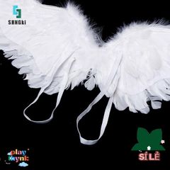 Cánh Thiên Thần Trắng Cho Bé - Đồ Trang Trí Sinh Nhật & Halloween - Lông Vũ Nhẹ, Dây Chun Đeo Vai, Hoàn Hảo Cho Bất Kỳ Dịp Lễ