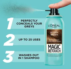 Xịt Phủ Bạc Tạm Thời L'Oréal Paris Magic Retouch Màu Nâu Đậm 75ml - Che Phủ Tóc Bạc Nhanh Chóng Và Dễ Dàng