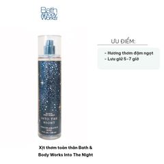 Xịt Thơm Toàn Thân Bath & Body Works Into The Night - Hương Hoa Nhài & Quả Mọng Đen Sang Trọng, Lưu Hương 7 Giờ Chính Hãng